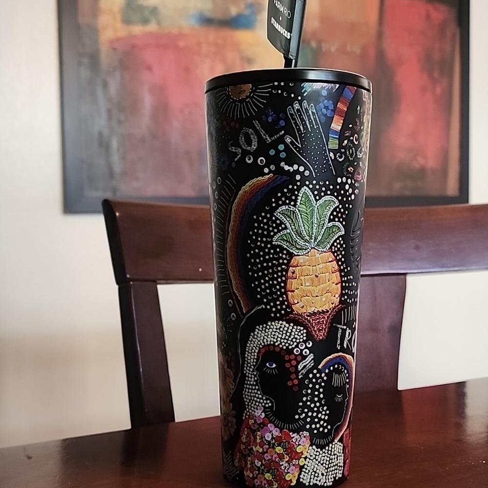 Starbucks x Farm Rio Black Floral Colorful Travel Tumbler - Picture 2 of 11
